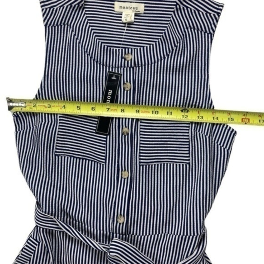 Monteau Striped Button Front Midi Shirt Dress Women S Navy White Office Chic New - Picture 7 of 12